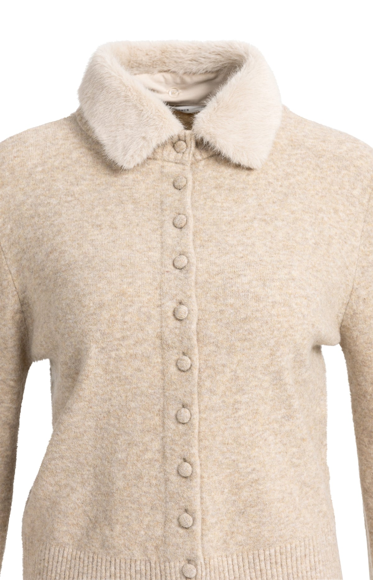 Cardigan mit abnehmbarem Kragen | Light Beige Melange