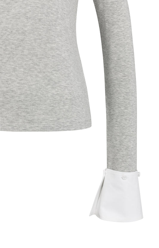 Jersey Oberteil mit abnehmbaren Manschetten | medium grey melange