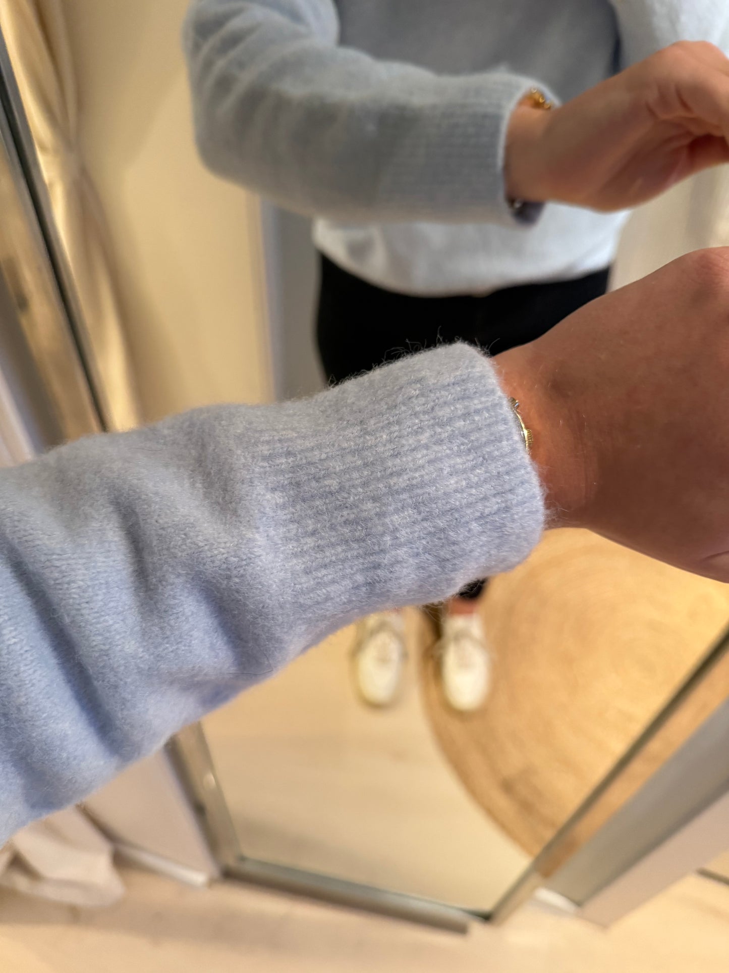 Strickpullover V-Ausschnitt babyblau