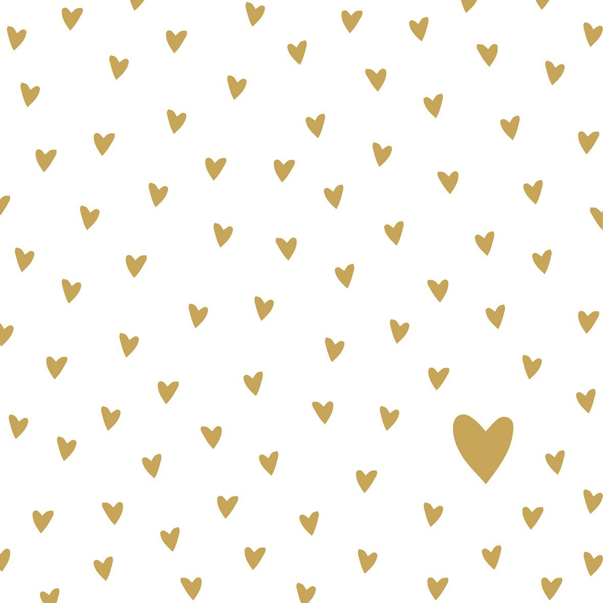 Serviette goldene Herzen 33x33 cm