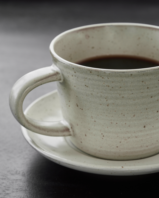 Kaffeetasse mit Untertasse Pion, Grau/Weiß