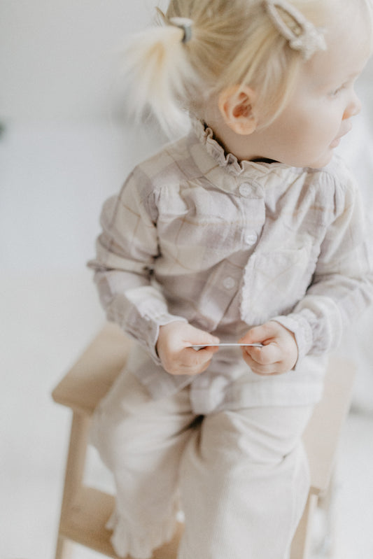 Flanellbluse 'beige & lavender' - lavender checked