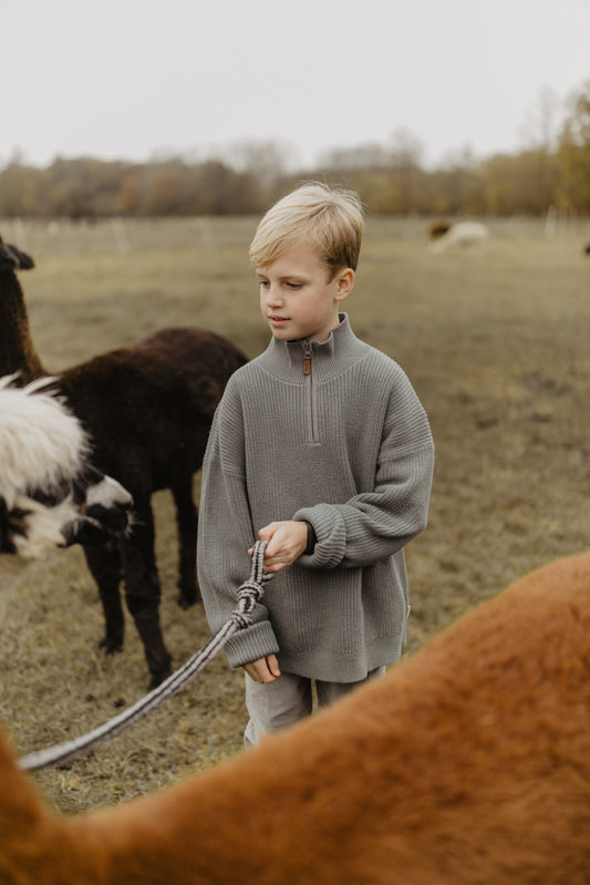 Chunky Knit Half-Zip Pullover 'green'