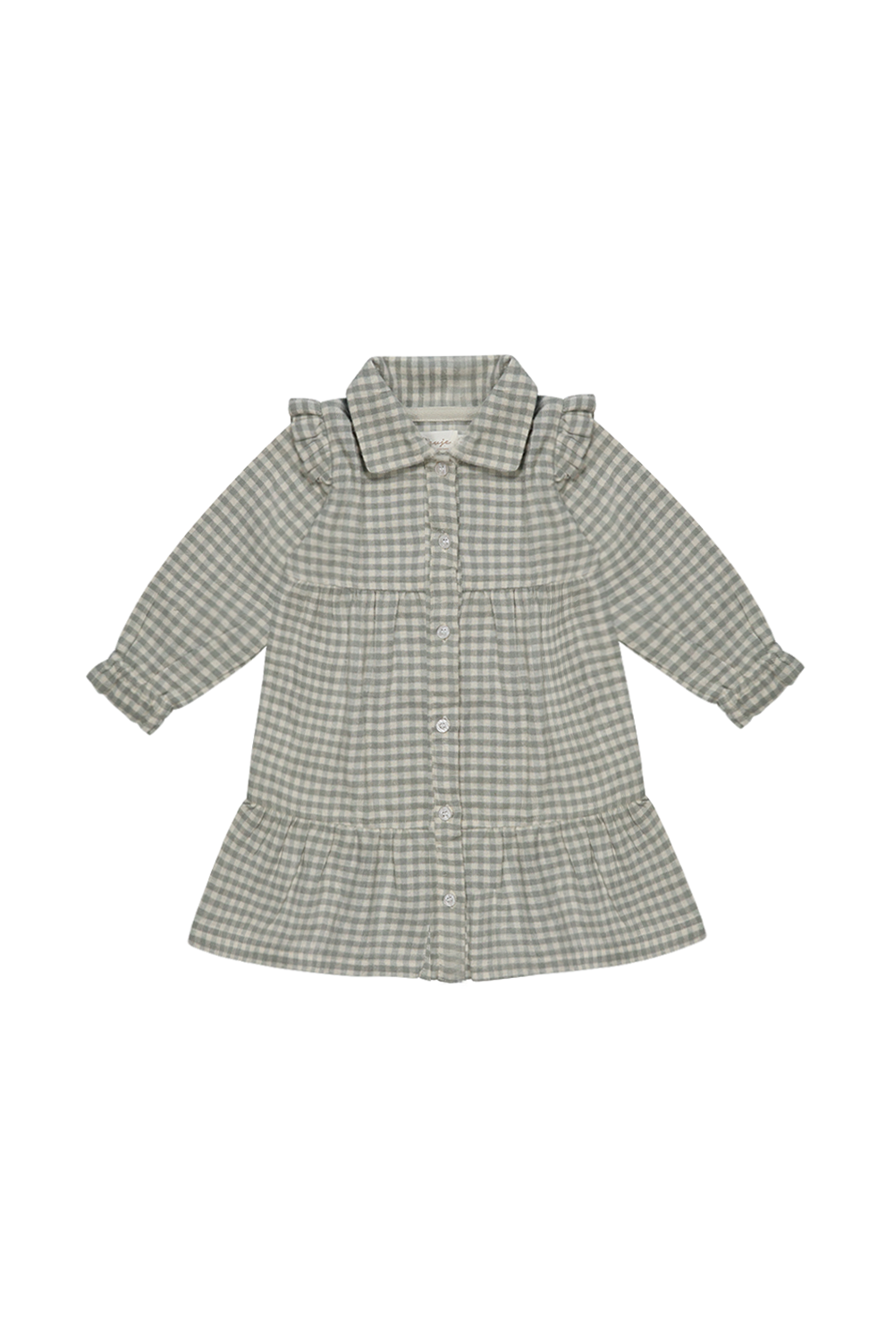 Kariertes Flanellkleid green mit Knopfleiste - green gingham