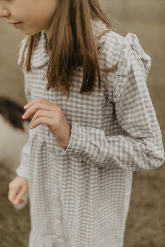 Kariertes Flanellkleid green mit Knopfleiste - green gingham