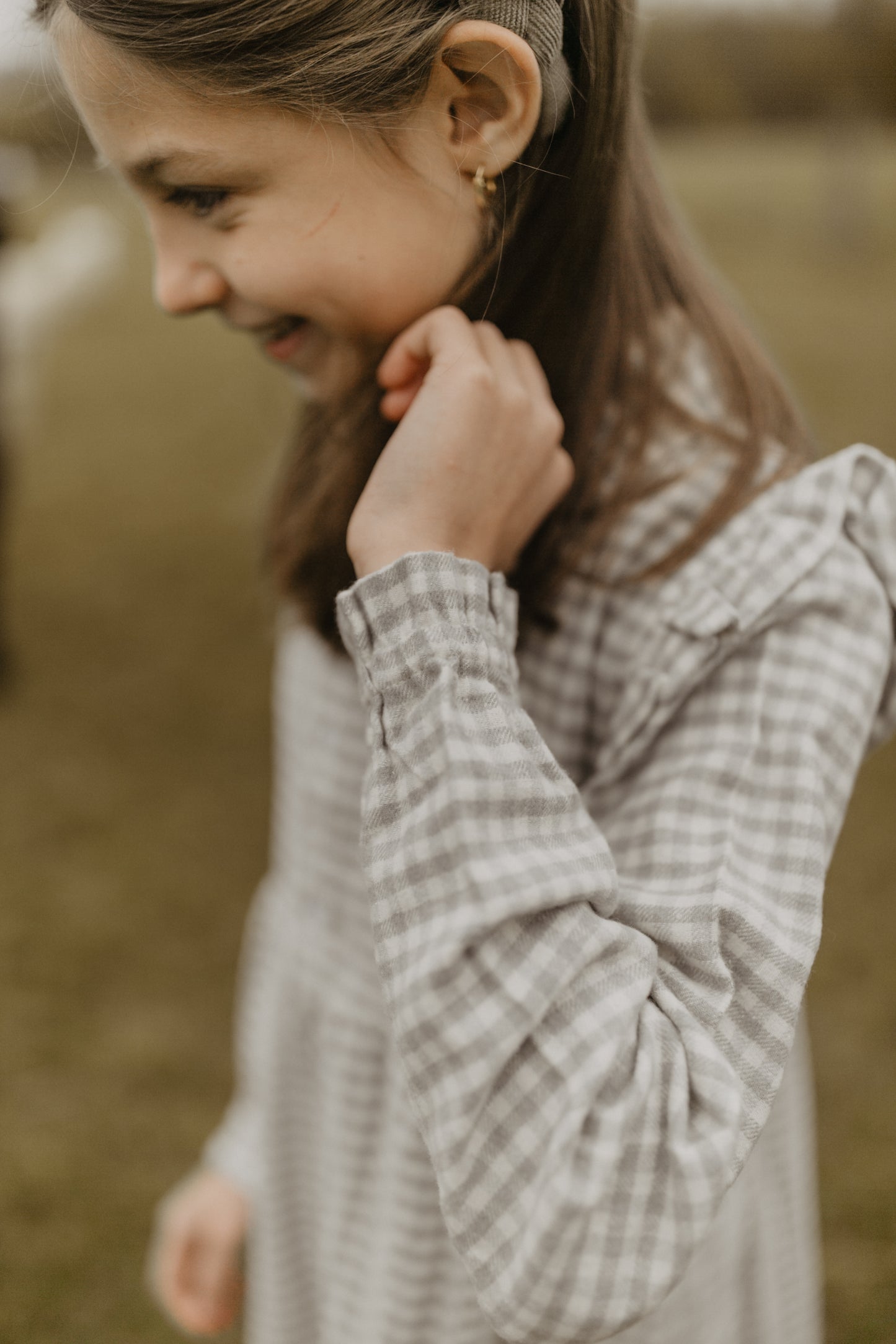 Kariertes Flanellkleid green mit Knopfleiste - green gingham