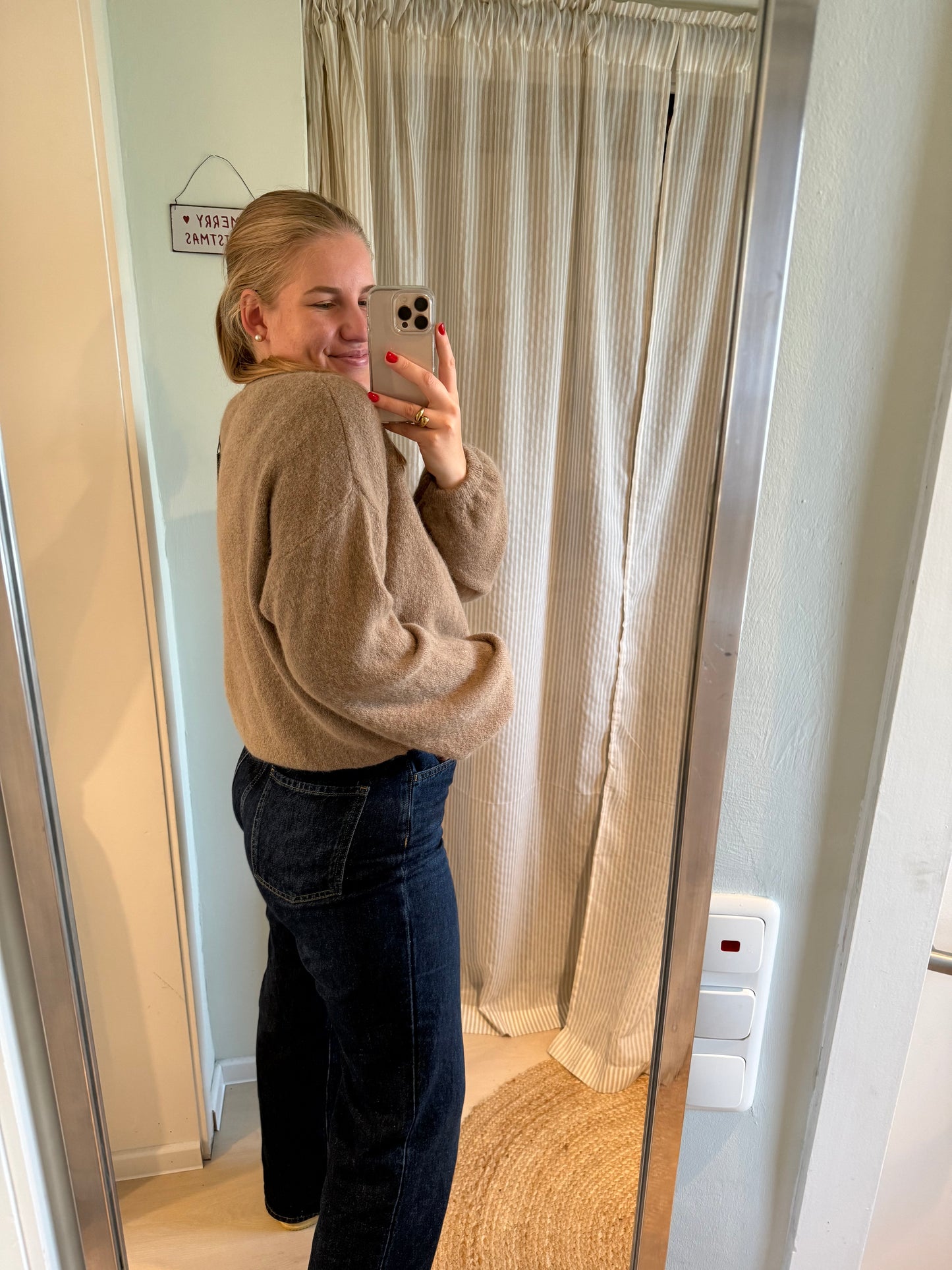 Strickpullover Rundhals taupe