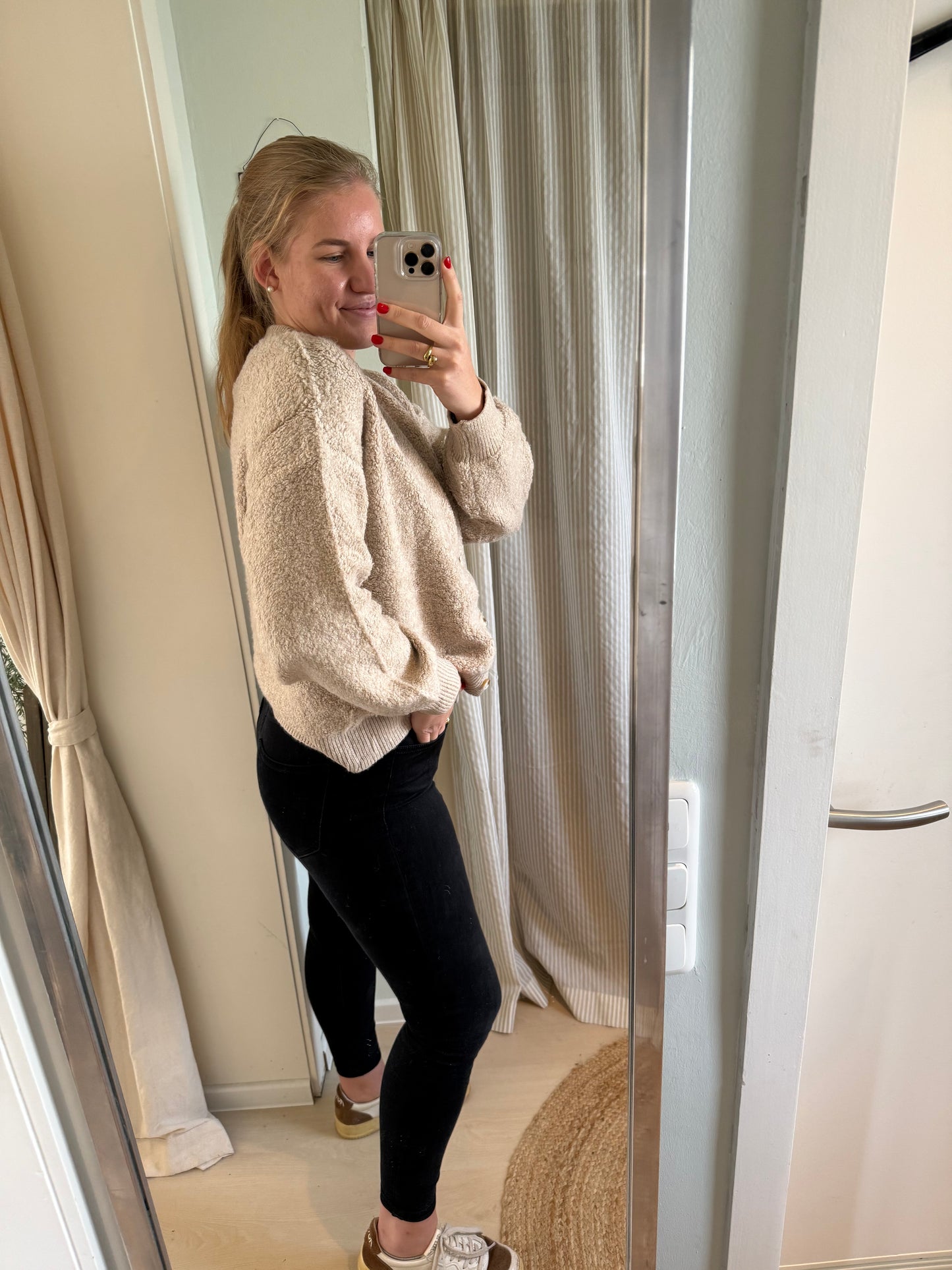 Bomber-Strickjacke beige