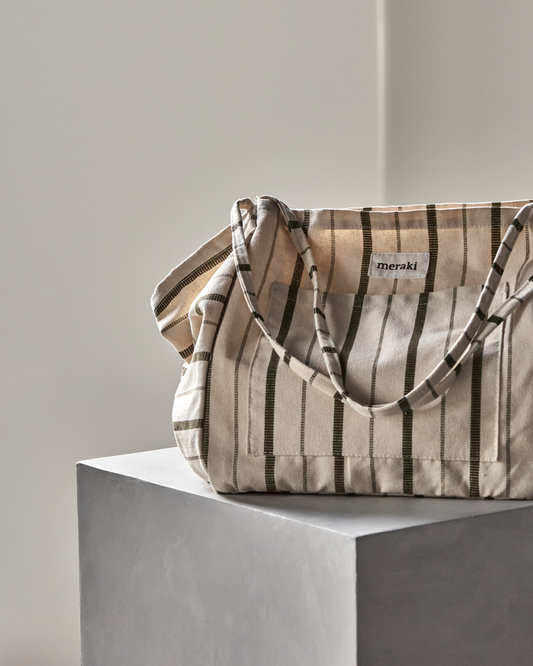 Tragetasche Tote, Off-White/Armeegrün