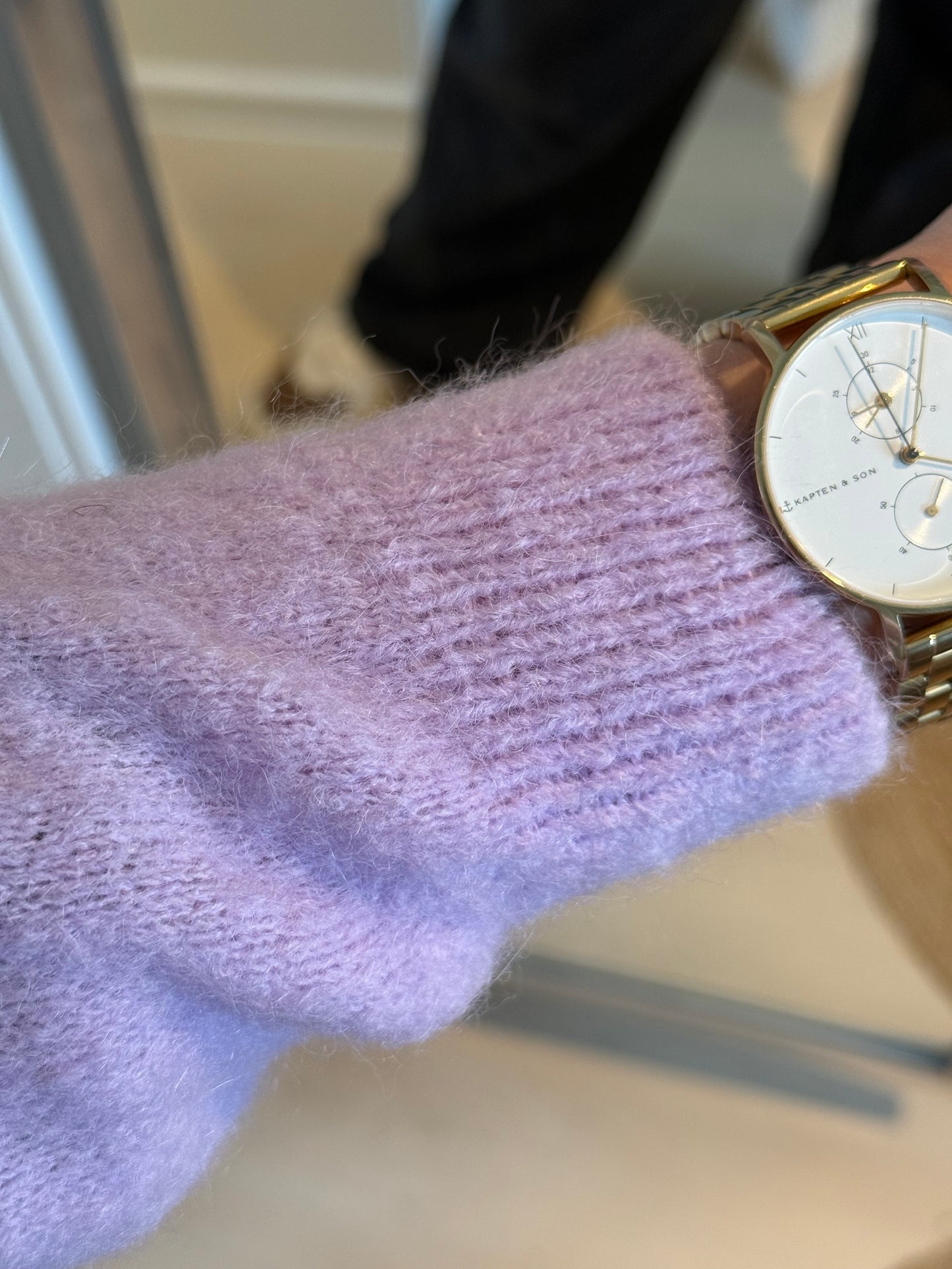 Alpaka Strickjacke Rundhals flieder