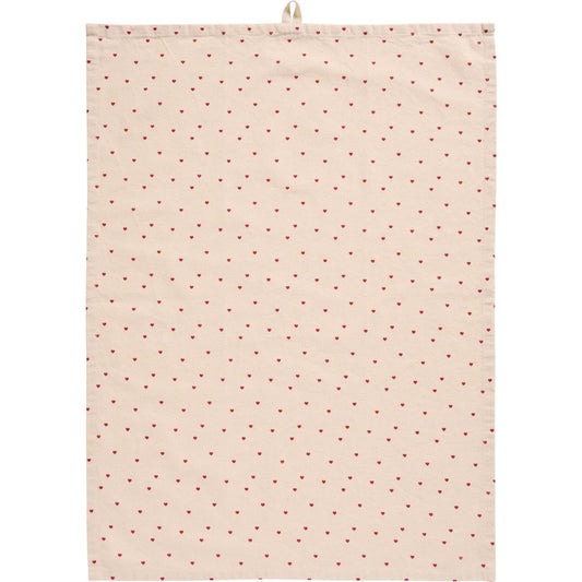 Geschirrtuch mit roten Herzen