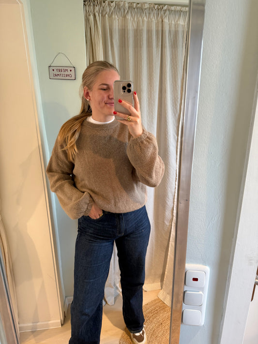Strickpullover Rundhals taupe