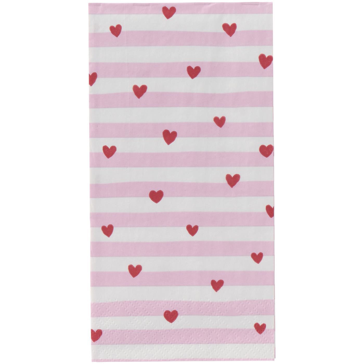 Serviette rote Herzen, rosa Streifen
