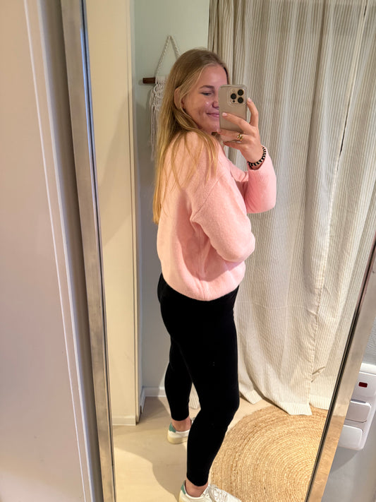Strickpullover Rundhals rosa