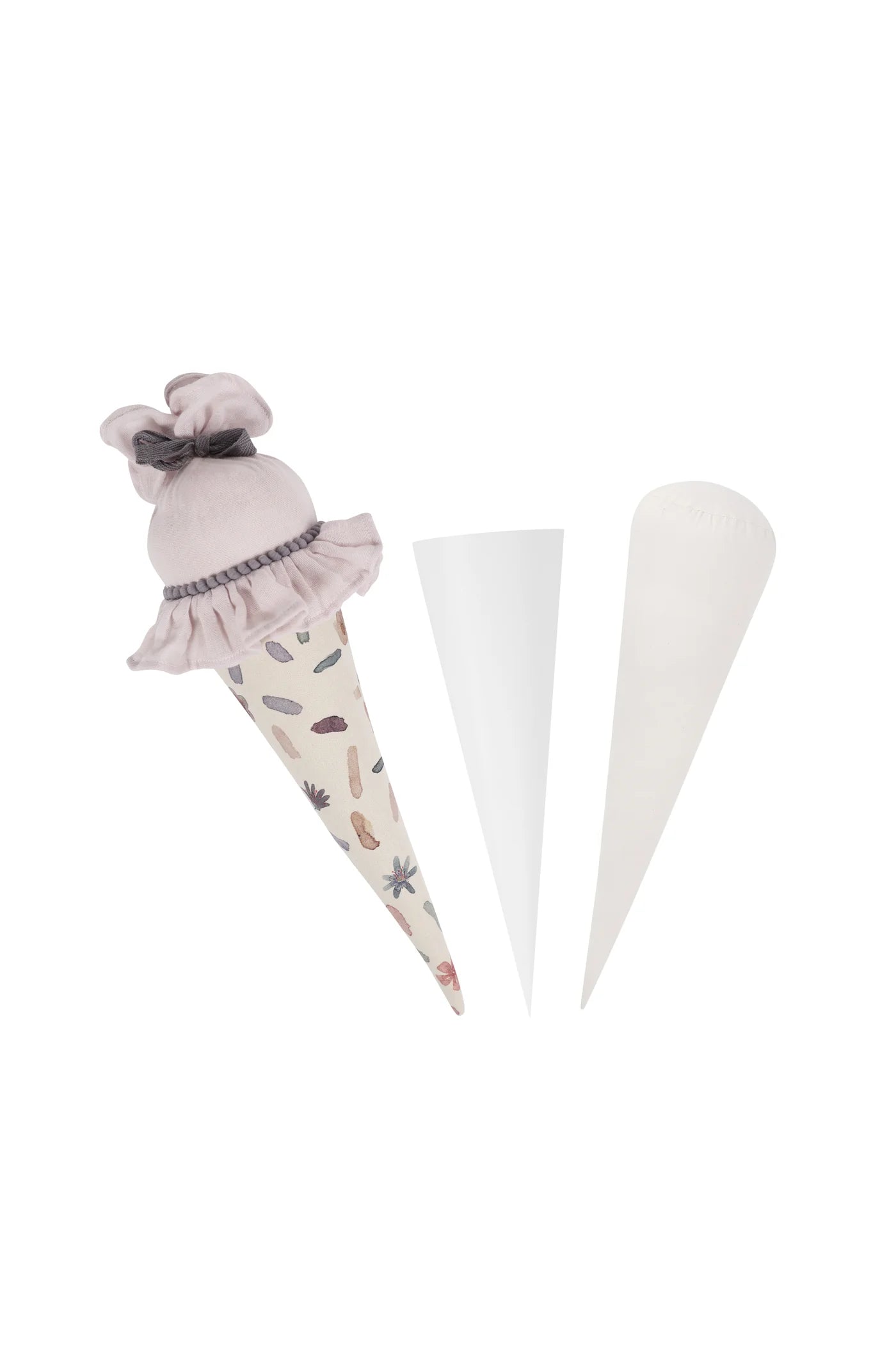 Kleine Schultüte mit Pappkegel und Kissen | Blumen