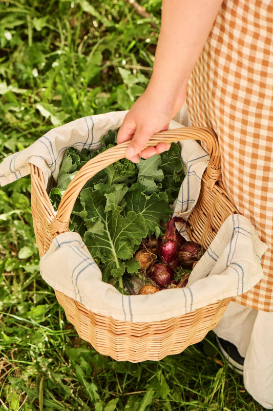 Geschirrtuch Kasper natur m/dunkelblauen Streifen