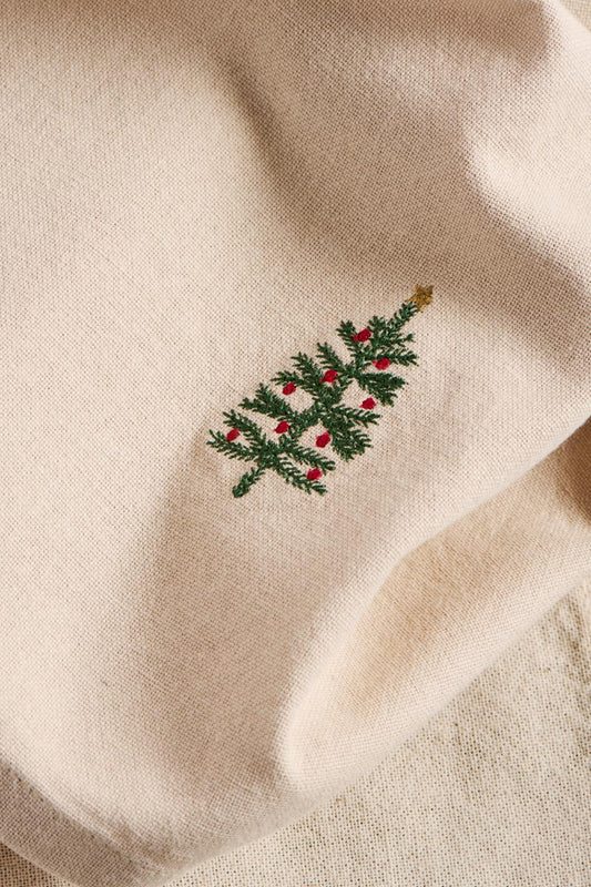 Stoffserviette mit Tannenbaum leinenfarbig