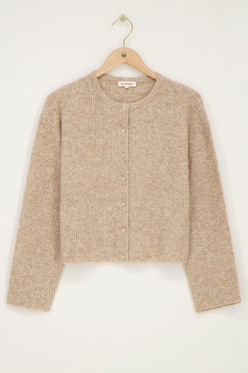 Beiger Cardigan mit Knöpfen