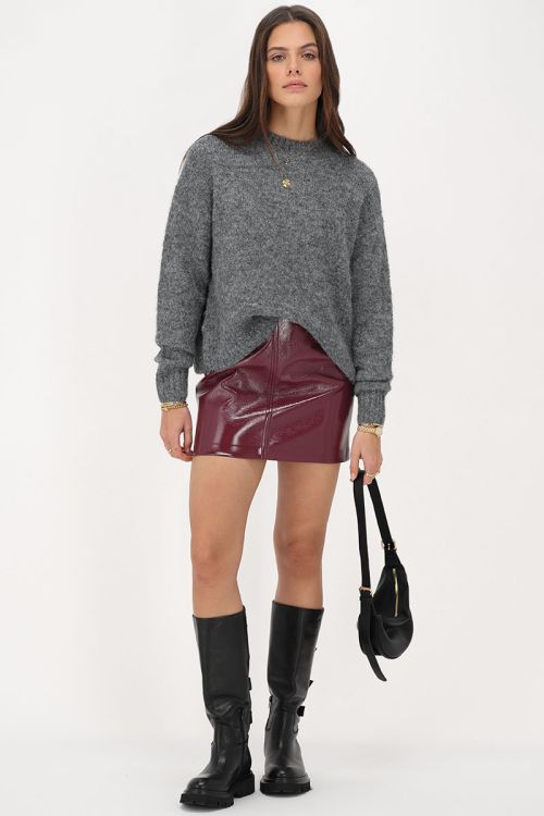 Grauer Oversized Strickpullover