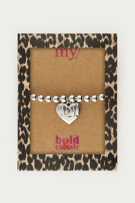 Bold Perlenarmband mit Love Herz | Silber & Gold