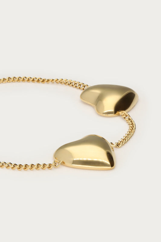 Bold Armband mit drei Herzen | Silber & Gold