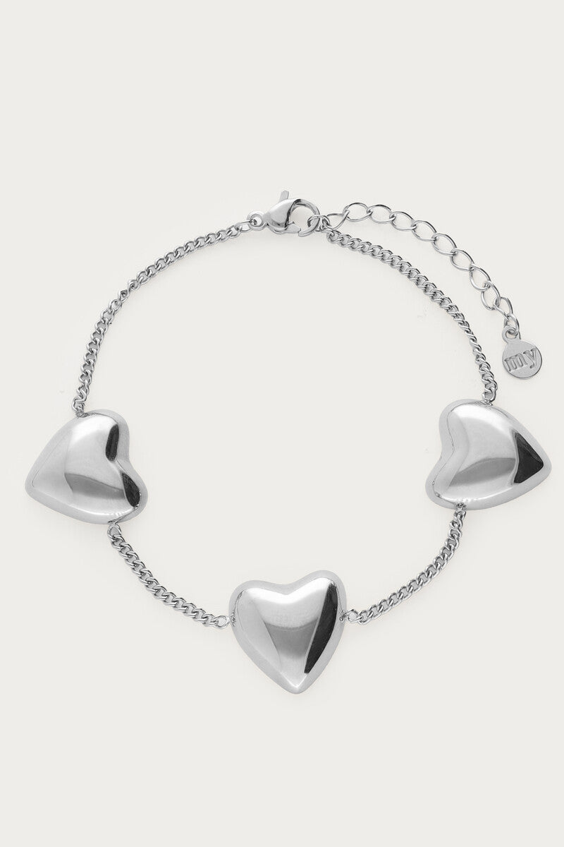 Bold Armband mit drei Herzen | Silber & Gold
