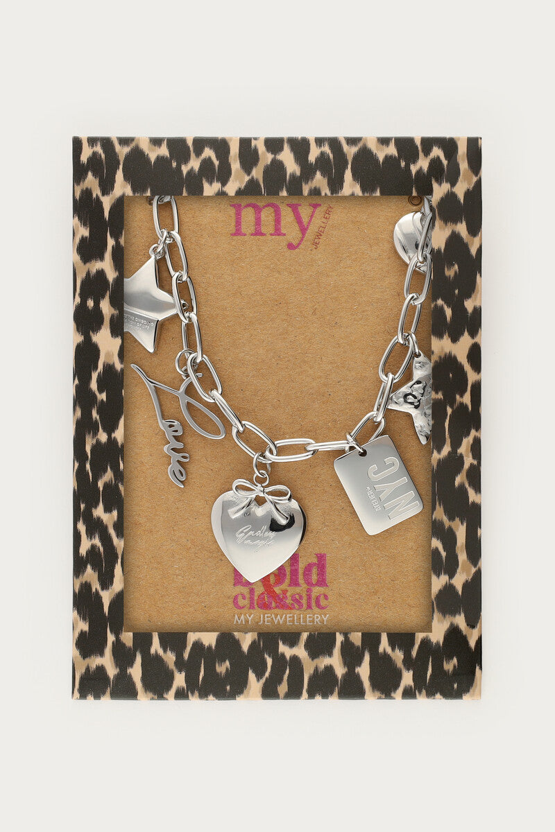 Bold Gliederkette mit Charms | Silber & Gold