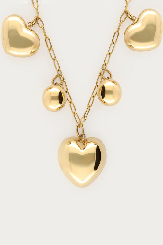 Bold Kette mit Herzen und Kugeln | Gold