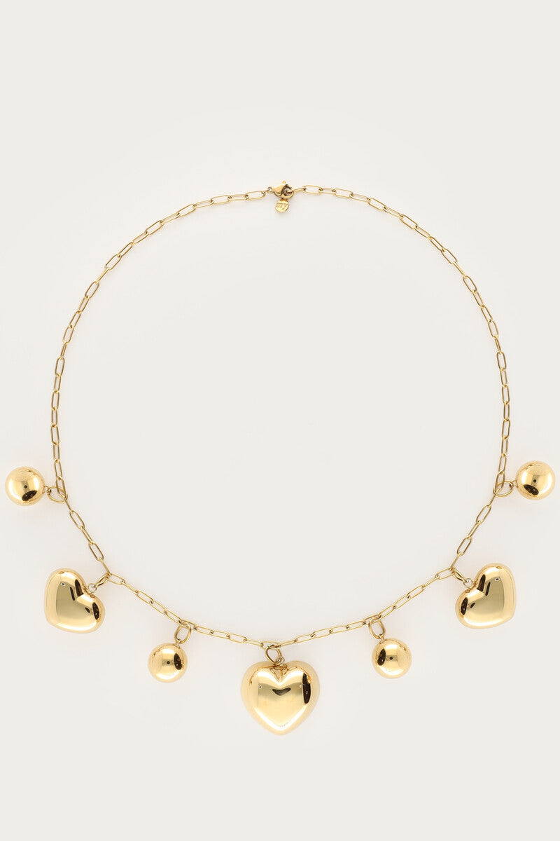Bold Kette mit Herzen und Kugeln | Gold
