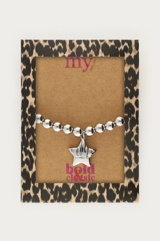 Bold Perlenarmband mit Love Stern | Silber & Gold