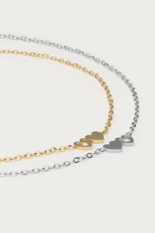 Armband Set mit Herzen | Gold & Silber