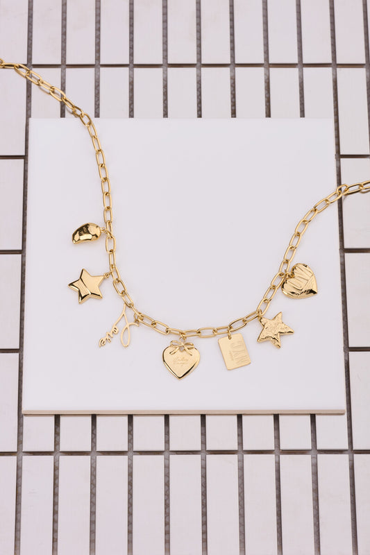 Bold Gliederkette mit Charms | Silber & Gold