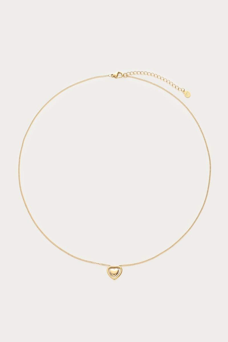 Minimalistische Kette mit doppeltem Herz | Gold