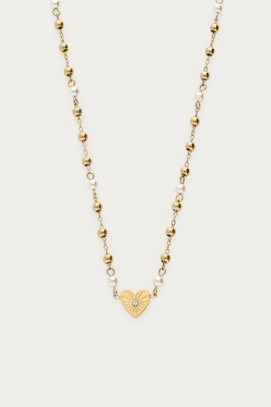 Kette mit Herz und Perlen | Gold & Silber