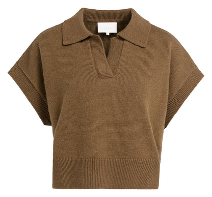 Strickoberteil Spencer mit Kragen | Teak Brown Melange
