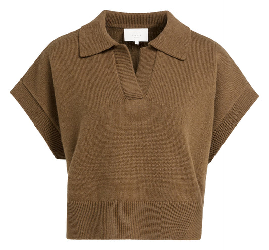 Strickoberteil Spencer mit Kragen | Teak Brown Melange