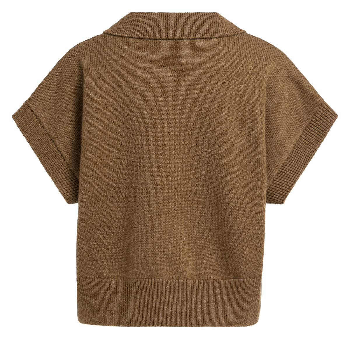 Strickoberteil Spencer mit Kragen | Teak Brown Melange