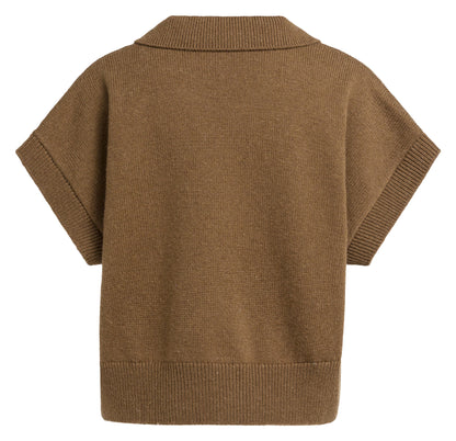 Strickoberteil Spencer mit Kragen | Teak Brown Melange