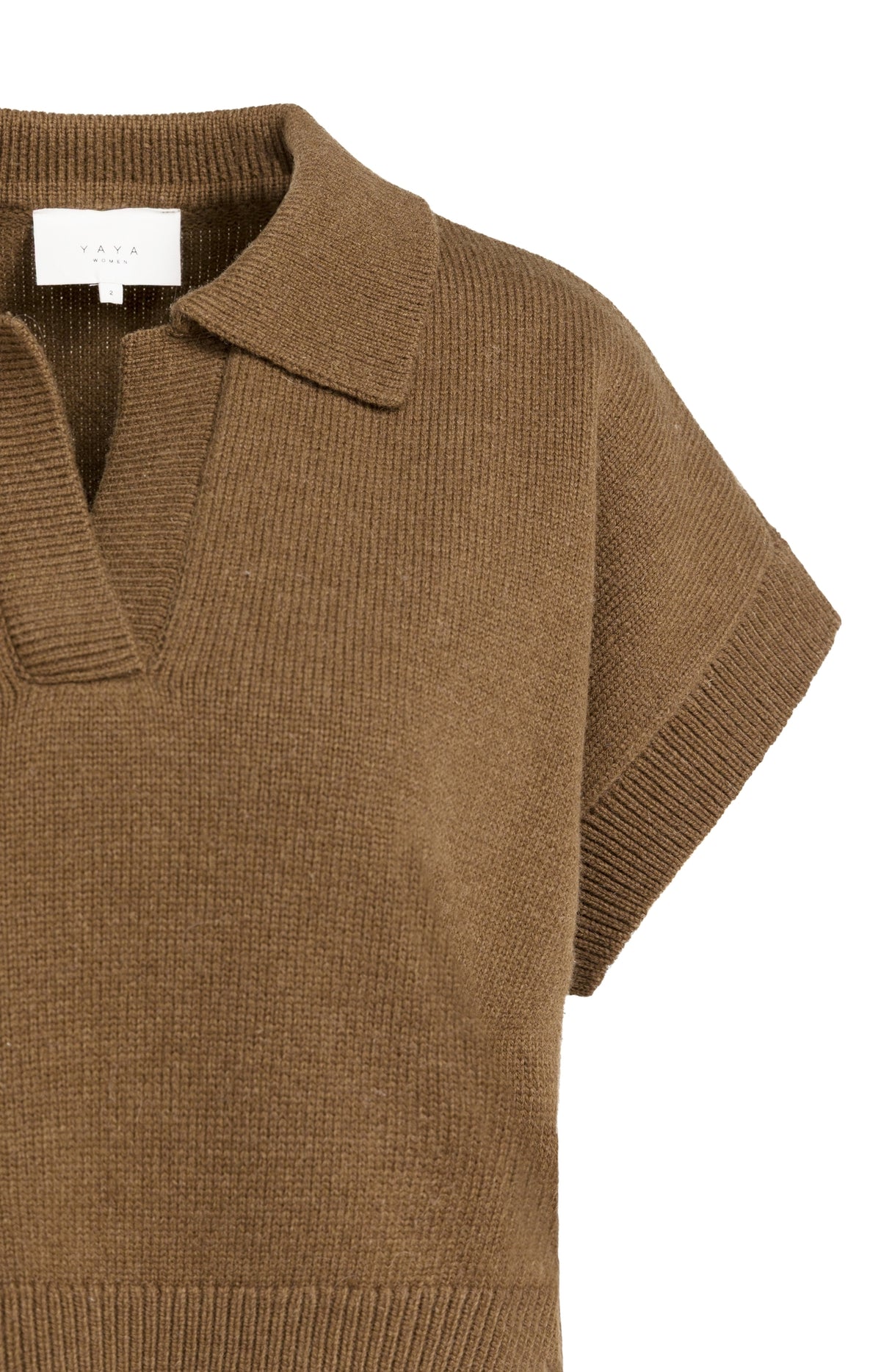 Strickoberteil Spencer mit Kragen | Teak Brown Melange