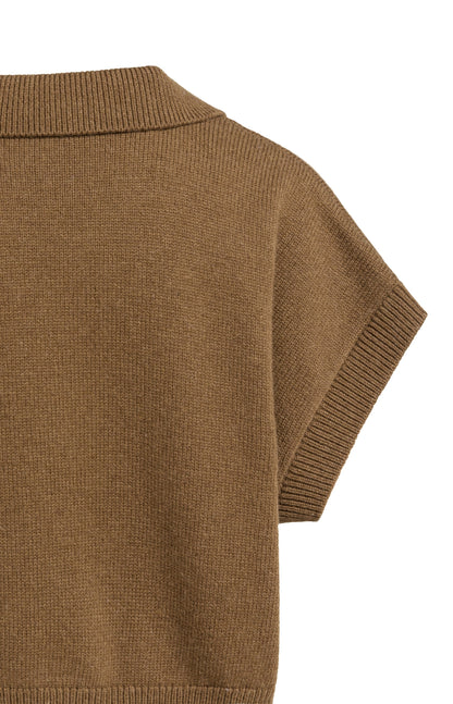 Strickoberteil Spencer mit Kragen | Teak Brown Melange