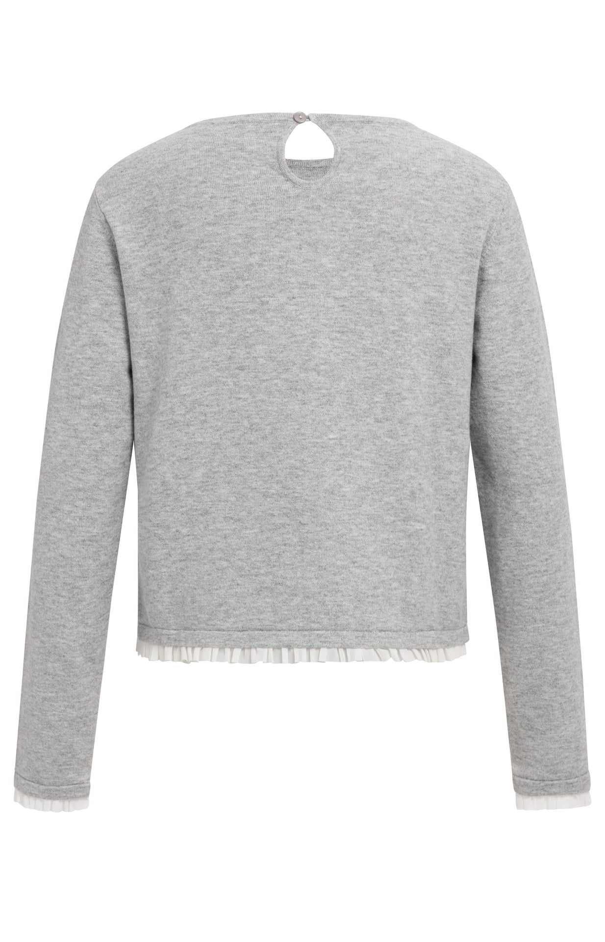 Feinstrick Oberteil mit Rüschenborten | Medium Grey Melange