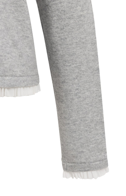 Feinstrick Oberteil mit Rüschenborten | Medium Grey Melange