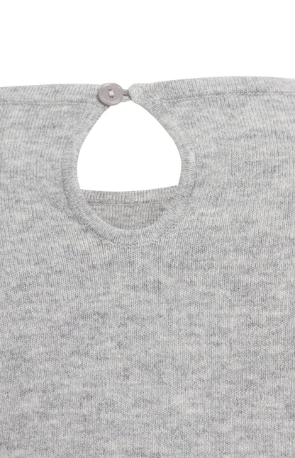 Feinstrick Oberteil mit Rüschenborten | Medium Grey Melange
