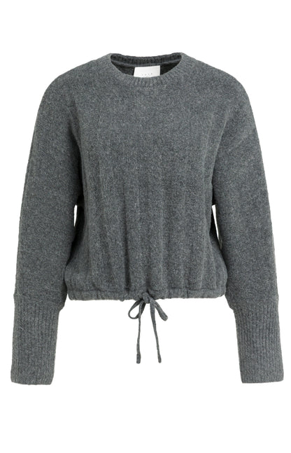 Strick Pullover mit Kordelzug | Grey Melange