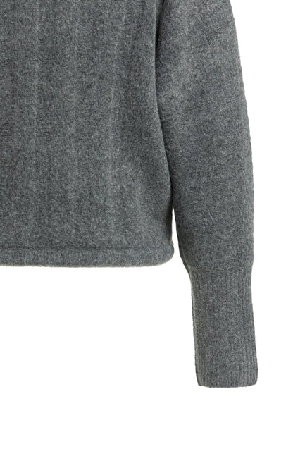 Strick Pullover mit Kordelzug | Grey Melange