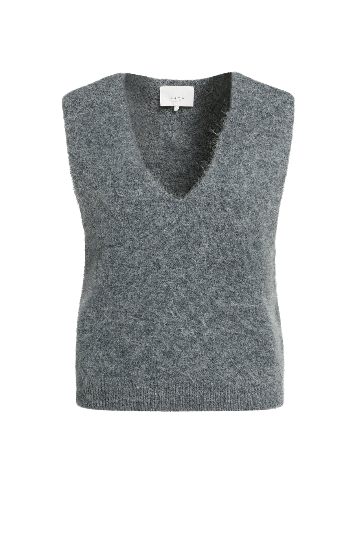 Strick-Pullunder mit tiefem V-Ausschnitt | Grey Melange