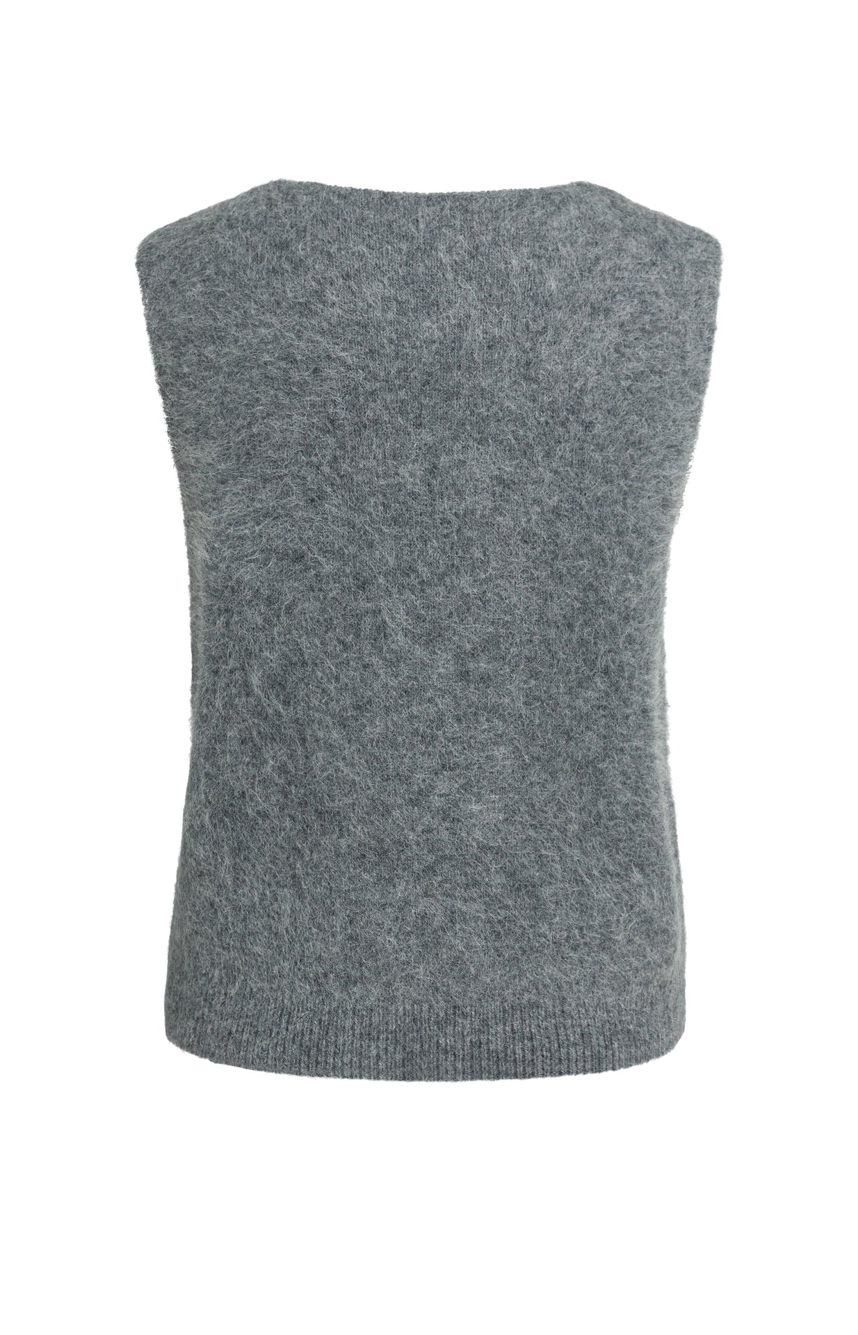 Strick-Pullunder mit tiefem V-Ausschnitt | Grey Melange