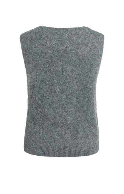 Strick-Pullunder mit tiefem V-Ausschnitt | Grey Melange