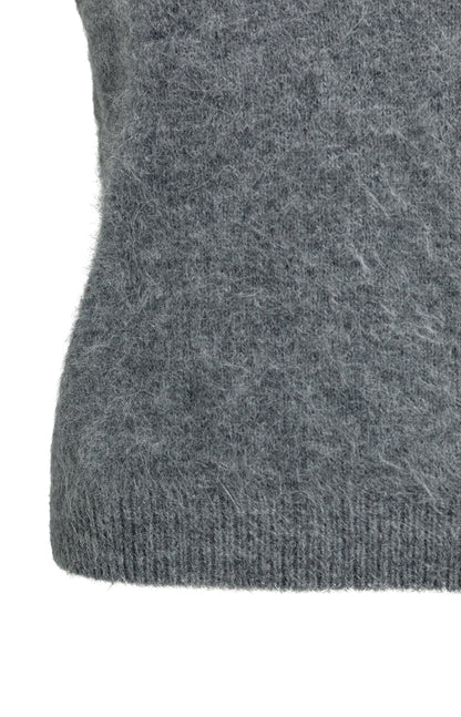 Strick-Pullunder mit tiefem V-Ausschnitt | Grey Melange