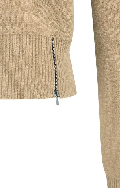 Strick Pullover mit Schulterdetail | Cornstalk Brown Melange